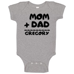 Mom Plus Dad Equals Gregory Baby One Piece Mom Plus Dad Equals Gregory Baby One Piece