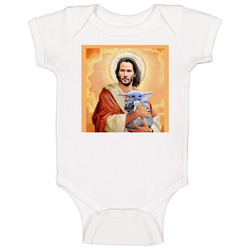 Keanu Reeves Jesus Baby Yoda White Claw Mashup Moist Buddha Fan Holiday Ornament Baby One Piece
