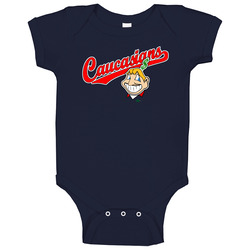 Cleveland Caucasians Baseball Parody Funny Tribe Baby One Piece Cleveland Caucasians Baseball Parody Funny Tribe Baby One Piece