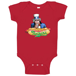 Nathan's Hot Dog Eating Contest 100th Anniversary Baby One Piece Nathan's Hot Dog Eating Contest 100th Anniversary Baby One Piece