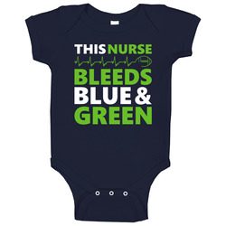 This Nurse Bleeds Blue and Green T Shirt - Seattle Seahawks Team Colors Baby One Piece This Nurse Bleeds Blue and Green T Shirt - Seattle Seahawks Team Colors Baby One Piece