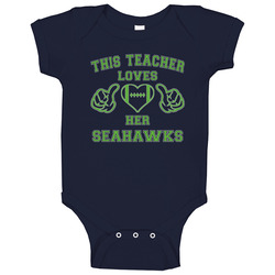 This Teacher Loves Her Seahawks Football T Shirt - Seattle Seahawks Team Colors Baby One Piece This Teacher Loves Her Seahawks Football T Shirt - Seattle Seahawks Team Colors Baby One Piece