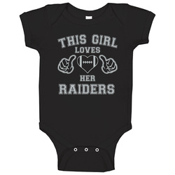 This Girl Loves Her Oakland Raiders Football Baby One Piece This Girl Loves Her Oakland Raiders Football Baby One Piece