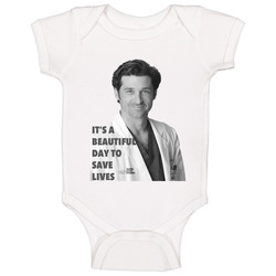 Derek Sheppard Greys Anatomy - It's A Beautiful Day To Save Lives Baby One Piece Derek Sheppard Greys Anatomy - It's A Beautiful Day To Save Lives Baby One Piece