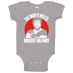 Over The Top Retro The World Meets Nobody Halfway Baby One Piece Over The Top Retro The World Meets Nobody Halfway Baby One Piece