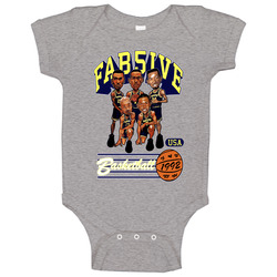 Fab Five Michigan Retro Caricature Grey Baby One Piece Fab Five Michigan Retro Caricature Grey Baby One Piece