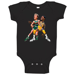 Larry Bird Vs Magic Johnson Cartoon Baby One Piece Larry Bird Vs Magic Johnson Cartoon Baby One Piece