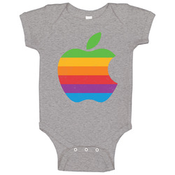 Apple Rainbow Logo Vintage Worn Look Baby One Piece Apple Rainbow Logo Vintage Worn Look Baby One Piece