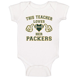 This Teacher Loves Her Packers Football T Shirt - Green Bay Packers Team Colors Baby One Piece This Teacher Loves Her Packers Football T Shirt - Green Bay Packers Team Colors Baby One Piece