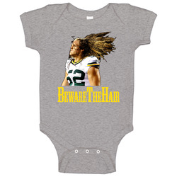 Clay Matthews Beware The Hair Green Bay Football Baby One Piece Clay Matthews Beware The Hair Green Bay Football Baby One Piece