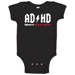 New Adhd Acdc Funny Black Baby One Piece New Adhd Acdc Funny Black Baby One Piece
