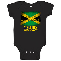 Jamaica Athletics Rio 2016 Olympic Team Flag Baby One Piece Jamaica Athletics Rio 2016 Olympic Team Flag Baby One Piece
