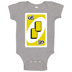 Draw Two 2 Yellow Uno Card Game Fan Halloween Fancy Dress Baby One Piece Draw Two 2 Yellow Uno Card Game Fan Halloween Fancy Dress Baby One Piece