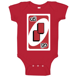 Draw Two 2 Red Uno Card Game Fan Halloween Fancy Dress Baby One Piece Draw Two 2 Red Uno Card Game Fan Halloween Fancy Dress Baby One Piece