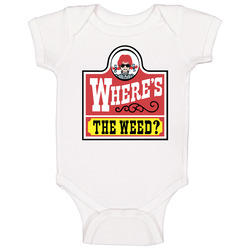 Where's The Weed Wendy's Logo Parody Pot Head Smoker Marijuana Munchies Baby One Piece Where's The Weed Wendy's Logo Parody Pot Head Smoker Marijuana Munchies Baby One Piece