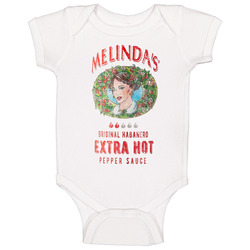 Melindas Habanero Hot Sauce Distressed Grunge Baby One Piece Melindas Habanero Hot Sauce Distressed Grunge Baby One Piece
