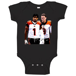 Jamarr Chase Joe Burrow Cincinnati Football Cartoon Baby One Piece Jamarr Chase Joe Burrow Cincinnati Football Cartoon Baby One Piece