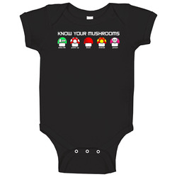 Know Your Mushrooms Super Mario Video Game Baby One Piece Know Your Mushrooms Super Mario Video Game Baby One Piece