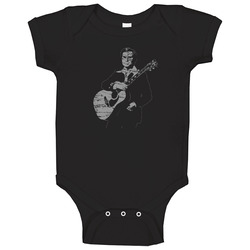 George Jones Distressed Faded Look Black Baby One Piece George Jones Distressed Faded Look Black Baby One Piece