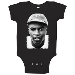 Jackie Robinson Portrait Black Baseball Legend Baby One Piece Jackie Robinson Portrait Black Baseball Legend Baby One Piece
