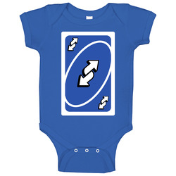 Reverse Blue Uno Card Game Fan Halloween Fancy Dress Baby One Piece