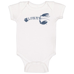 Luke's Lobster Portland Pier Portland Maine Restaurant Worn Look Baby One Piece Luke's Lobster Portland Pier Portland Maine Restaurant Worn Look Baby One Piece