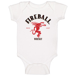 Fireball Cinnamon Whiskey Logo Label Drinking Baby One Piece Fireball Cinnamon Whiskey Logo Label Drinking Baby One Piece