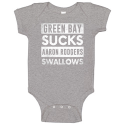 Green Bay Sucks Aaron Rodgers Swallows Funny Football Hater Fan Baby One Piece Green Bay Sucks Aaron Rodgers Swallows Funny Football Hater Fan Baby One Piece