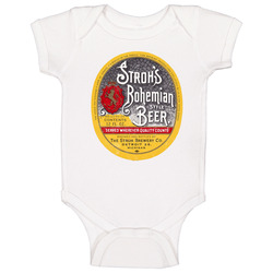 Stroh's Bohemian Style Beer Distressed Look Label Baby One Piece Stroh's Bohemian Style Beer Distressed Look Label Baby One Piece