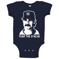 Don Mattingly Fear The Stache Baseball Baby One Piece Don Mattingly Fear The Stache Baseball Baby One Piece