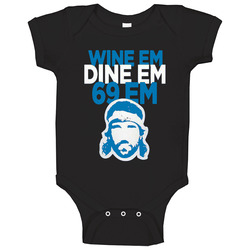 Jared Allen Wine Em Dine Em 69 Em Carolina Football Baby One Piece Jared Allen Wine Em Dine Em 69 Em Carolina Football Baby One Piece