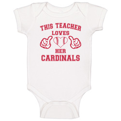 This Teacher Loves Her Cardinals Baseball T Shirt - St Louis Cardinals Team Colors Baby One Piece This Teacher Loves Her Cardinals Baseball T Shirt - St Louis Cardinals Team Colors Baby One Piece