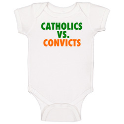 Catholics Vs Convicts 1988 College Rivalry Football Sport Baby One Piece Catholics Vs Convicts 1988 College Rivalry Football Sport Baby One Piece
