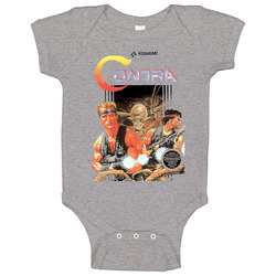 Contra Nes Box Art Video Game - Grey Baby One Piece Contra Nes Box Art Video Game - Grey Baby One Piece