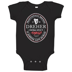 Dreher Irish Beer Label St Patricks Day Guinness Parody Grunge Baby One Piece Dreher Irish Beer Label St Patricks Day Guinness Parody Grunge Baby One Piece