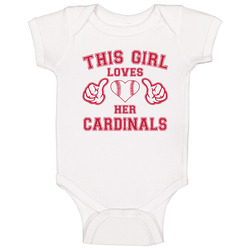 This Girl Loves Her St. Louis Cardinals Baseball Heart Baby One Piece This Girl Loves Her St. Louis Cardinals Baseball Heart Baby One Piece