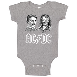 Ac Dc Line Charcoal Baby One Piece
