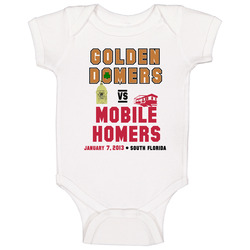Golden Domers Vs Mobile Homers Notre Dame Alabama Baby One Piece Golden Domers Vs Mobile Homers Notre Dame Alabama Baby One Piece