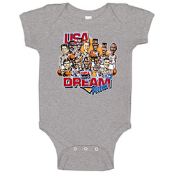 Usa Dream Team Retro Caricature Basketball Baby One Piece Usa Dream Team Retro Caricature Basketball Baby One Piece