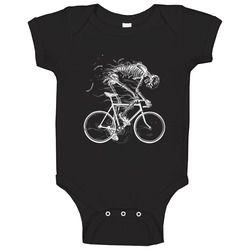 Skeleton Going Full Out On A Bike Baby One Piece