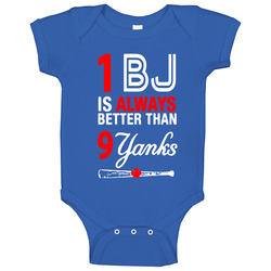1 Bj Is Always Better Than 9 Yanks Blue Jays Toronto Baseball Jeter Baby One Piece 1 Bj Is Always Better Than 9 Yanks Blue Jays Toronto Baseball Jeter Baby One Piece