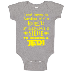 Letter To Hogwarts Leaving The Shire Become A Jedi Geek Fan Baby One Piece