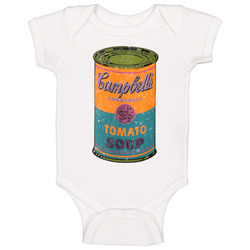Campbell's Tomato Soup Retro Andy Warhol Label Can Baby One Piece Campbell's Tomato Soup Retro Andy Warhol Label Can Baby One Piece
