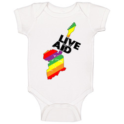 Live Aid 1985 Retro Vintage Music Concert Worn Look Baby One Piece Live Aid 1985 Retro Vintage Music Concert Worn Look Baby One Piece