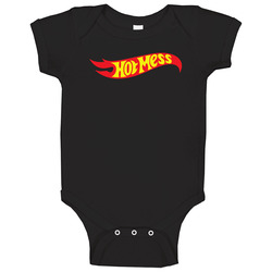 Hot Mess Hot Wheels Logo Parody Funny Baby One Piece Hot Mess Hot Wheels Logo Parody Funny Baby One Piece