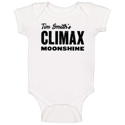 Tim Smith's Climax Moonshine Whiskey Label Logo Baby One Piece Tim Smith's Climax Moonshine Whiskey Label Logo Baby One Piece