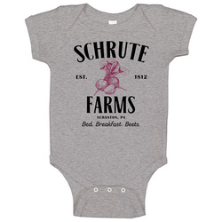 Schrute Farms Dwight The Office Beets Bed Breakfast Character Fan Baby One Piece Schrute Farms Dwight The Office Beets Bed Breakfast Character Fan Baby One Piece