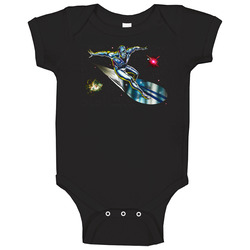 Silver Surfer Comic Superhero Cool Black Baby One Piece Silver Surfer Comic Superhero Cool Black Baby One Piece