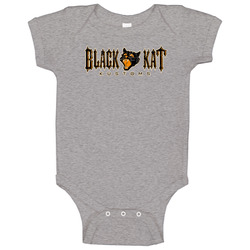 Black Kat Kustoms Automobile Car Motorcycle Parts Cool Distressed Style Brand Logo Emblem Baby One Piece Black Kat Kustoms Automobile Car Motorcycle Parts Cool Distressed Style Brand Logo Emblem Baby One Piece