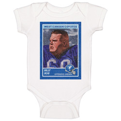 West Canaan Coyotes Billy Bob Football Trading Card Baby One Piece West Canaan Coyotes Billy Bob Football Trading Card Baby One Piece